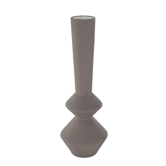 24.75" Dark Gray Metal Art Deco Fluted Decorative Vase